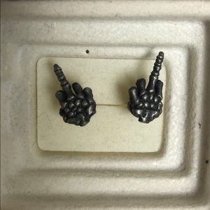 Middle Finger Skeleton Earrings *NO LONGER MADE*